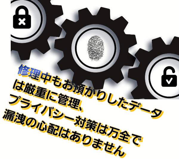 修理中もお預かりしたデータは厳重に管理、プライバシー対策は万全で漏洩の心配について